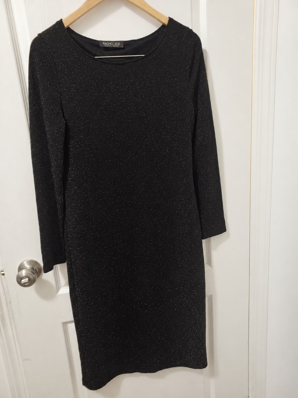 Rachel Zoe Black Sparkle Long Sleeve Sheath Dress